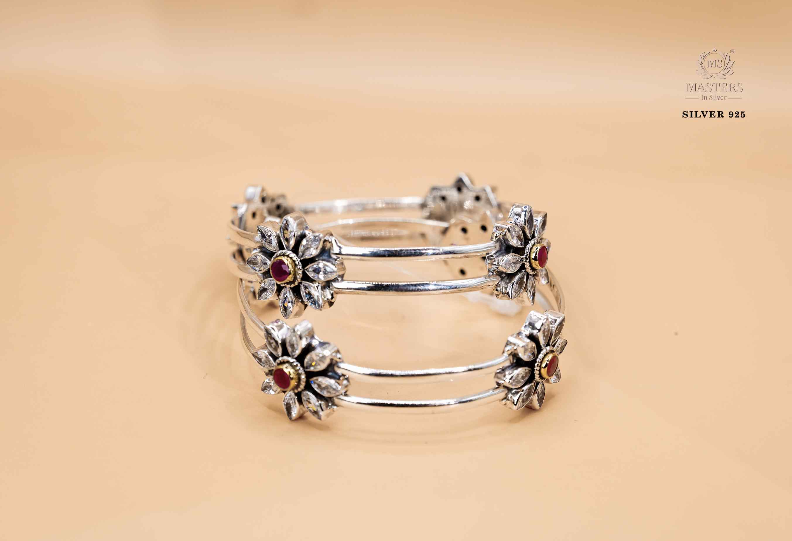 PREMIUM OXIDISED CUT STONES FLORAL INDIAN STYLE BRACELETS  ( 2 pieces )