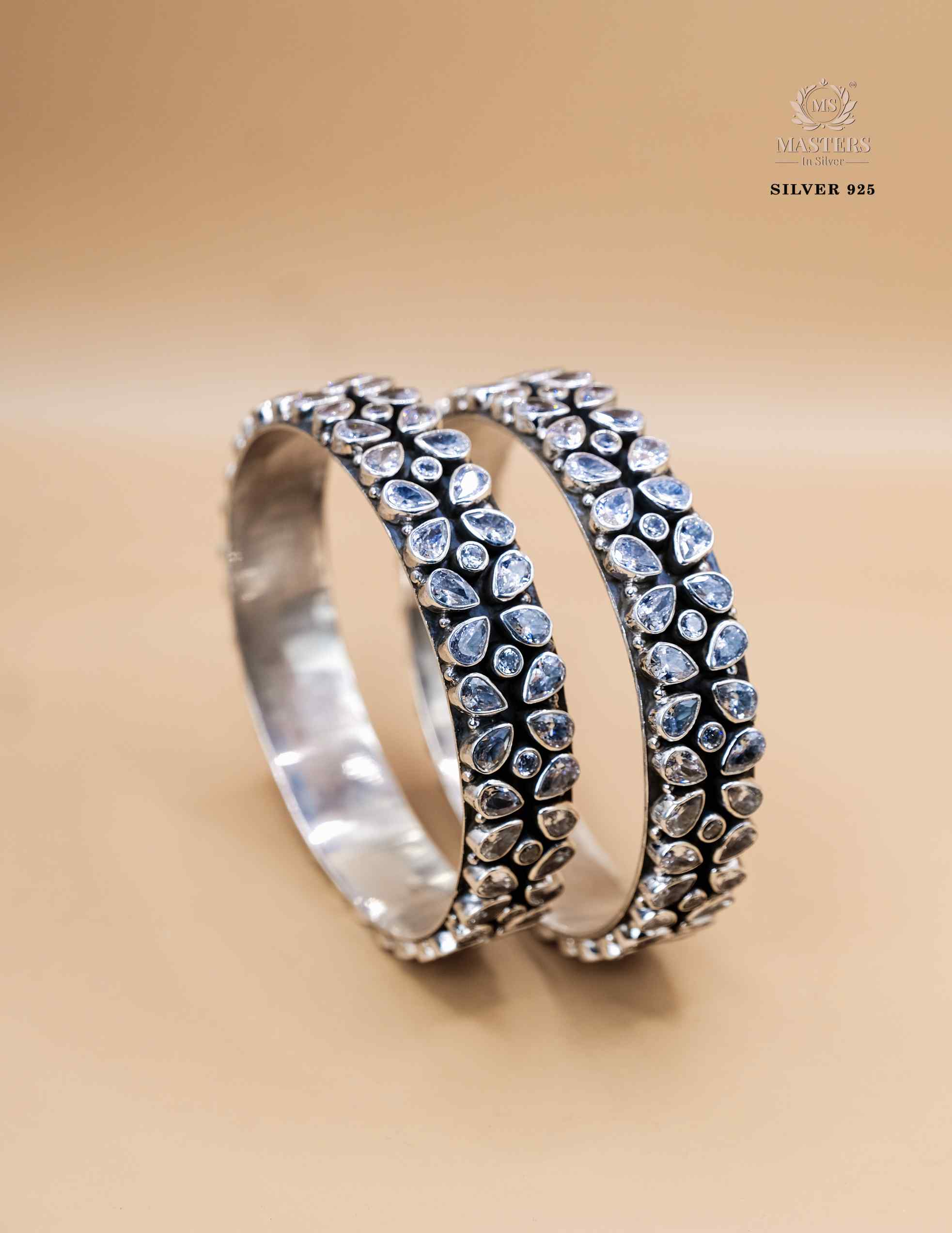 FLORAL ZIRCON BROAD BRACELETS 2.7 Size  ( 2 pcs. )