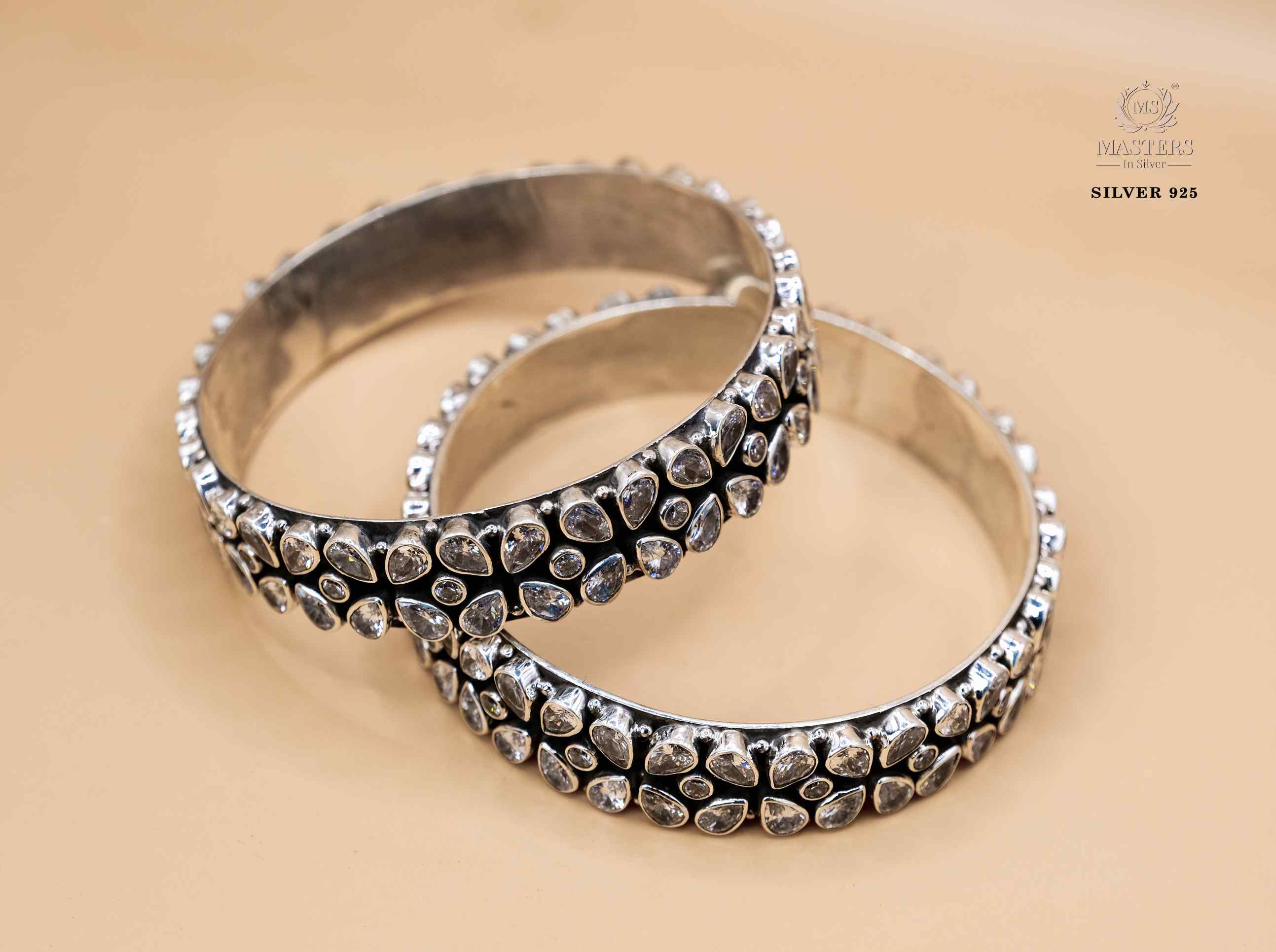 FLORAL ZIRCON BROAD BRACELETS 2.7 Size  ( 2 pcs. )