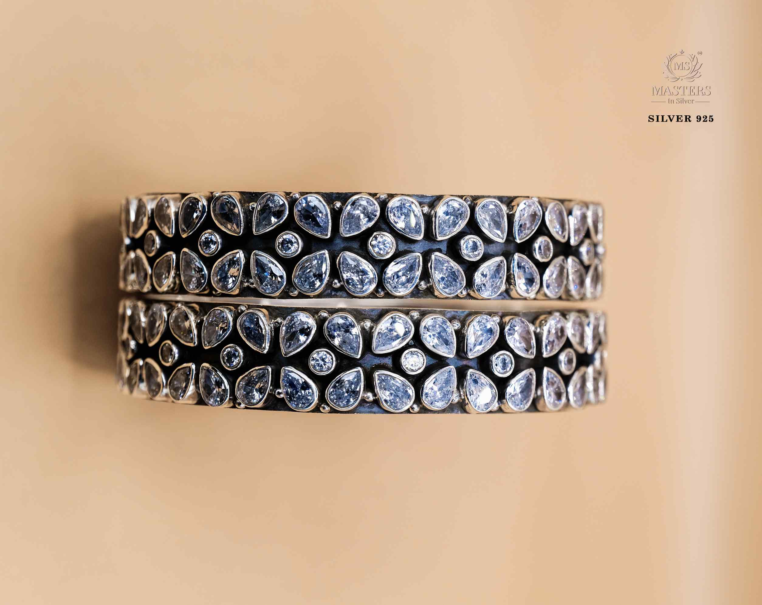 FLORAL ZIRCON BROAD BRACELETS 2.7 Size  ( 2 pcs. )