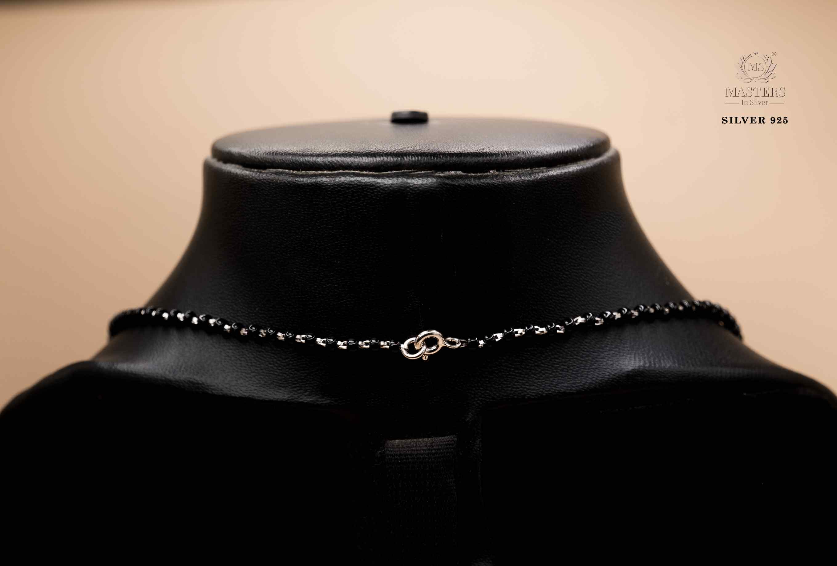 MANGALSUTRA MID SIZE PENDANT SHINING DIAMONDS TYPE ORIGINAL STERLING SILVER