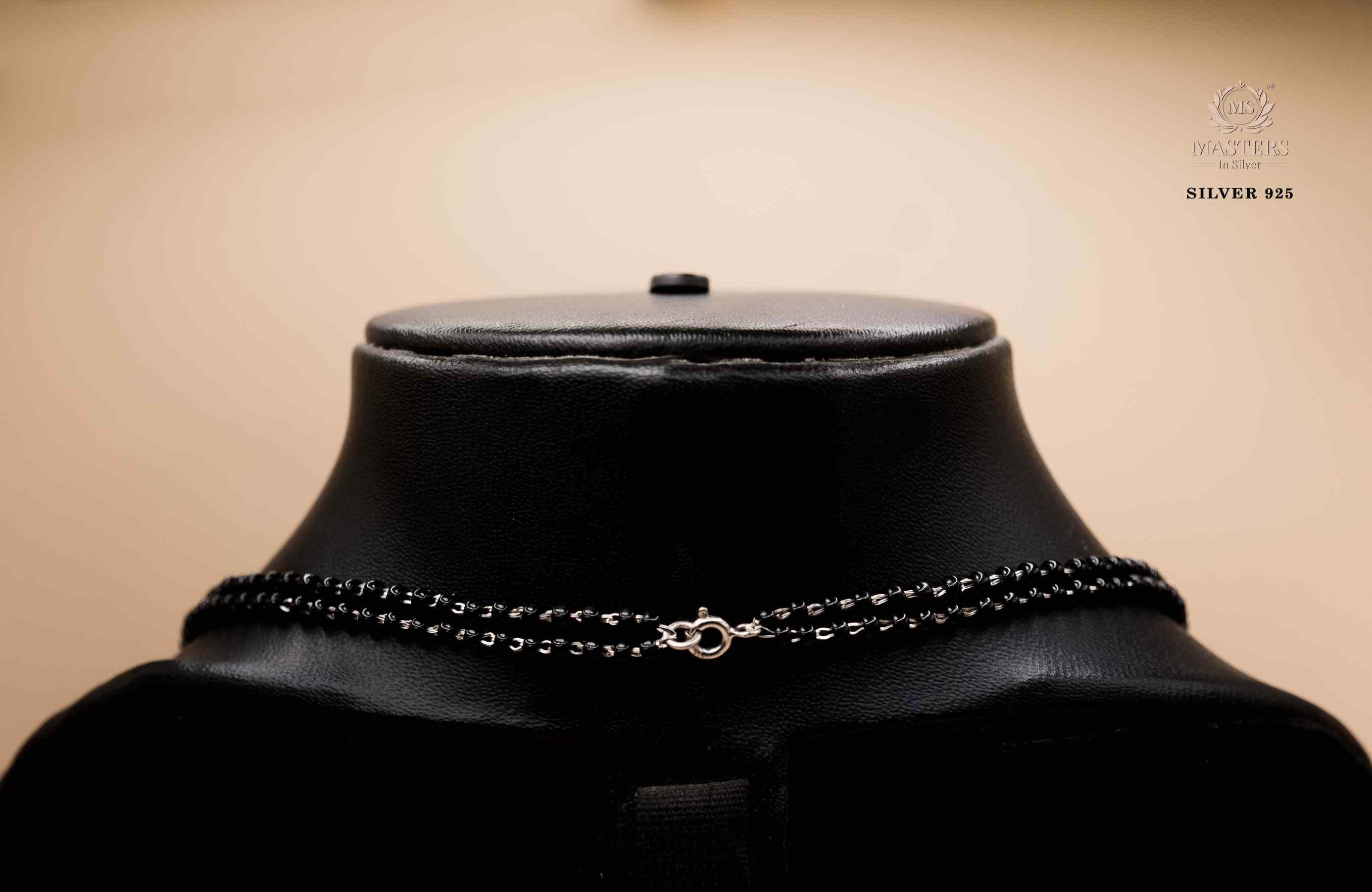 MANGALSUTRA MID SIZE PENDANT SHINING DIAMONDS TYPE ORIGINAL STERLING SILVER