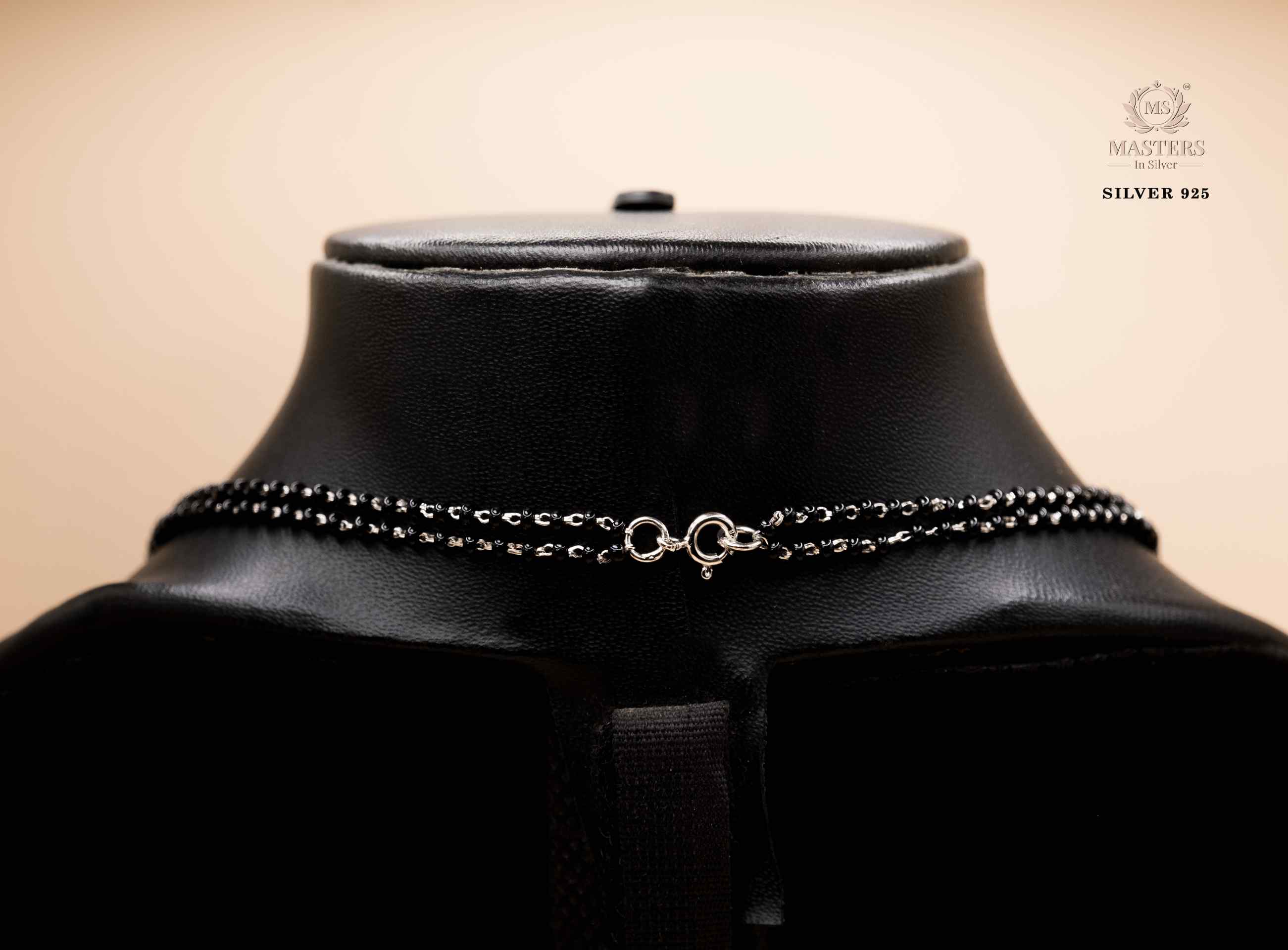 MANGALSUTRA MID SIZE PENDANT SHINING DIAMONDS TYPE ORIGINAL STERLING SILVER