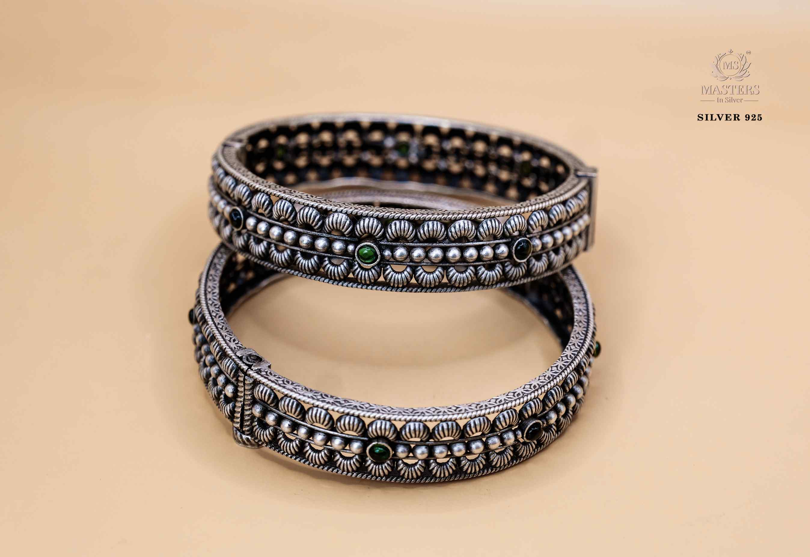 PREMIUM OXIDISED CUT STONES FLORAL INDIAN STYLE BRACELETS  ( 2 pcs )