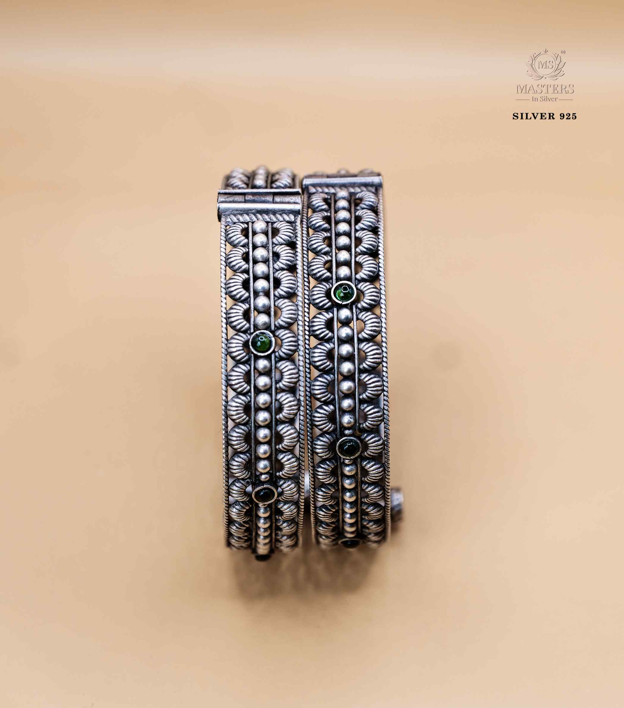 PREMIUM OXIDISED CUT STONES FLORAL INDIAN STYLE BRACELETS  ( 2 pcs )