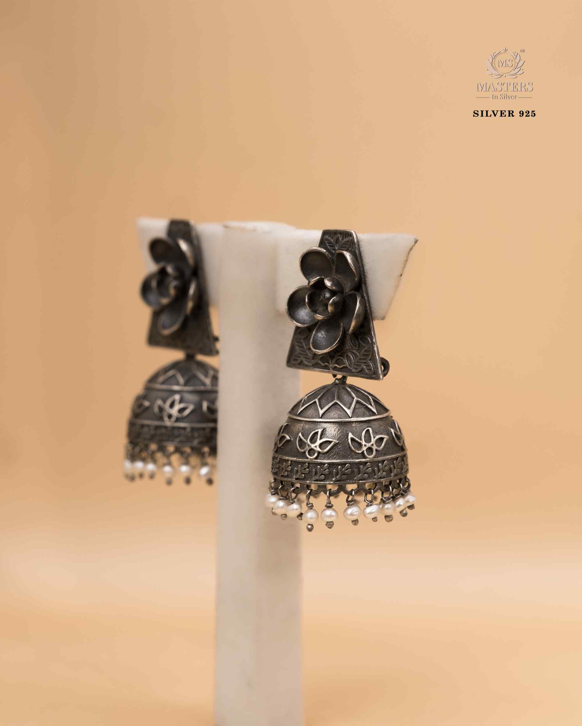 OXIDISED ORIGINAL EXPORT QUALITY JHUMKI EARRINGS