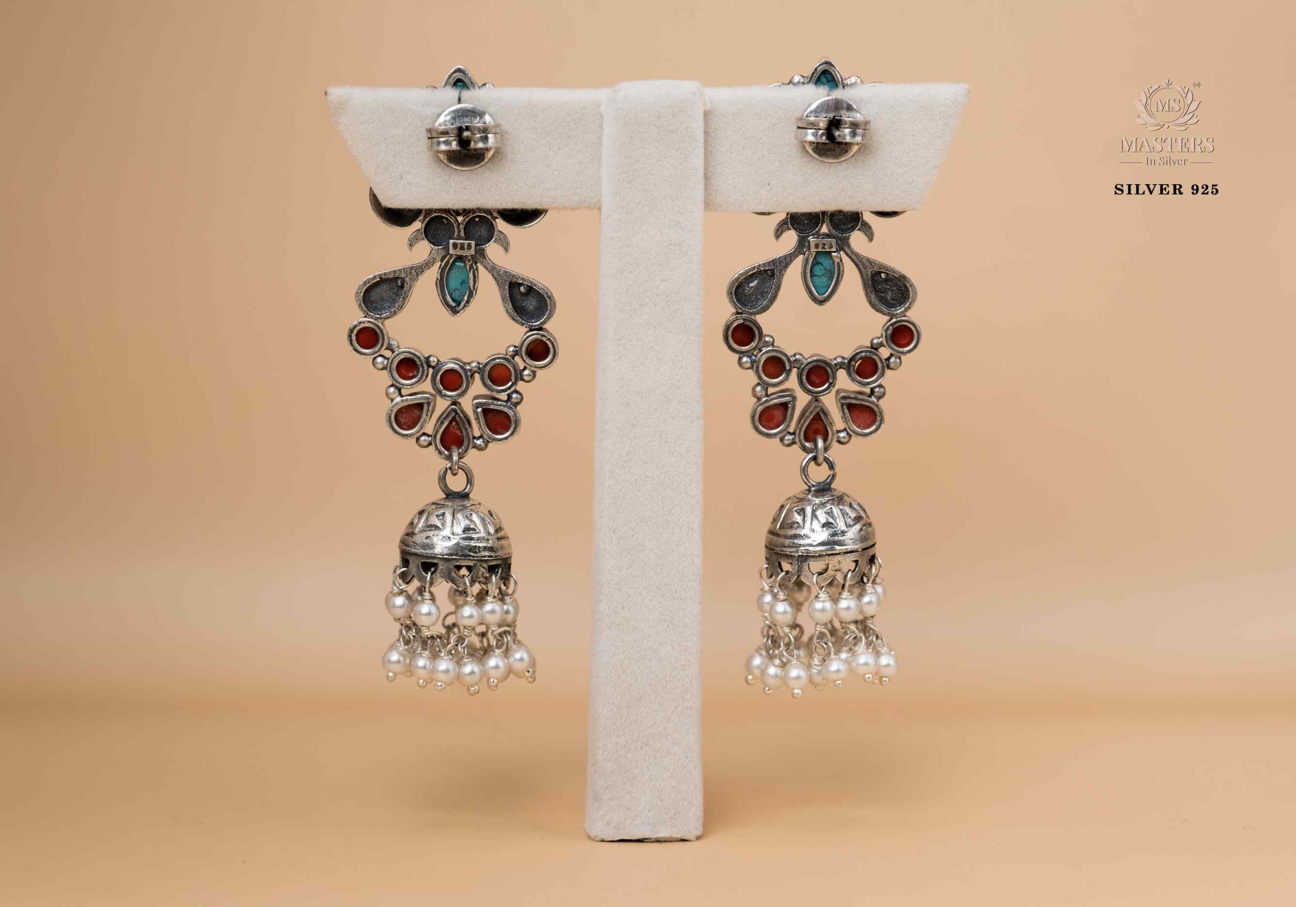 JHUMKI OXIDISED TURQUOISE OVAL
