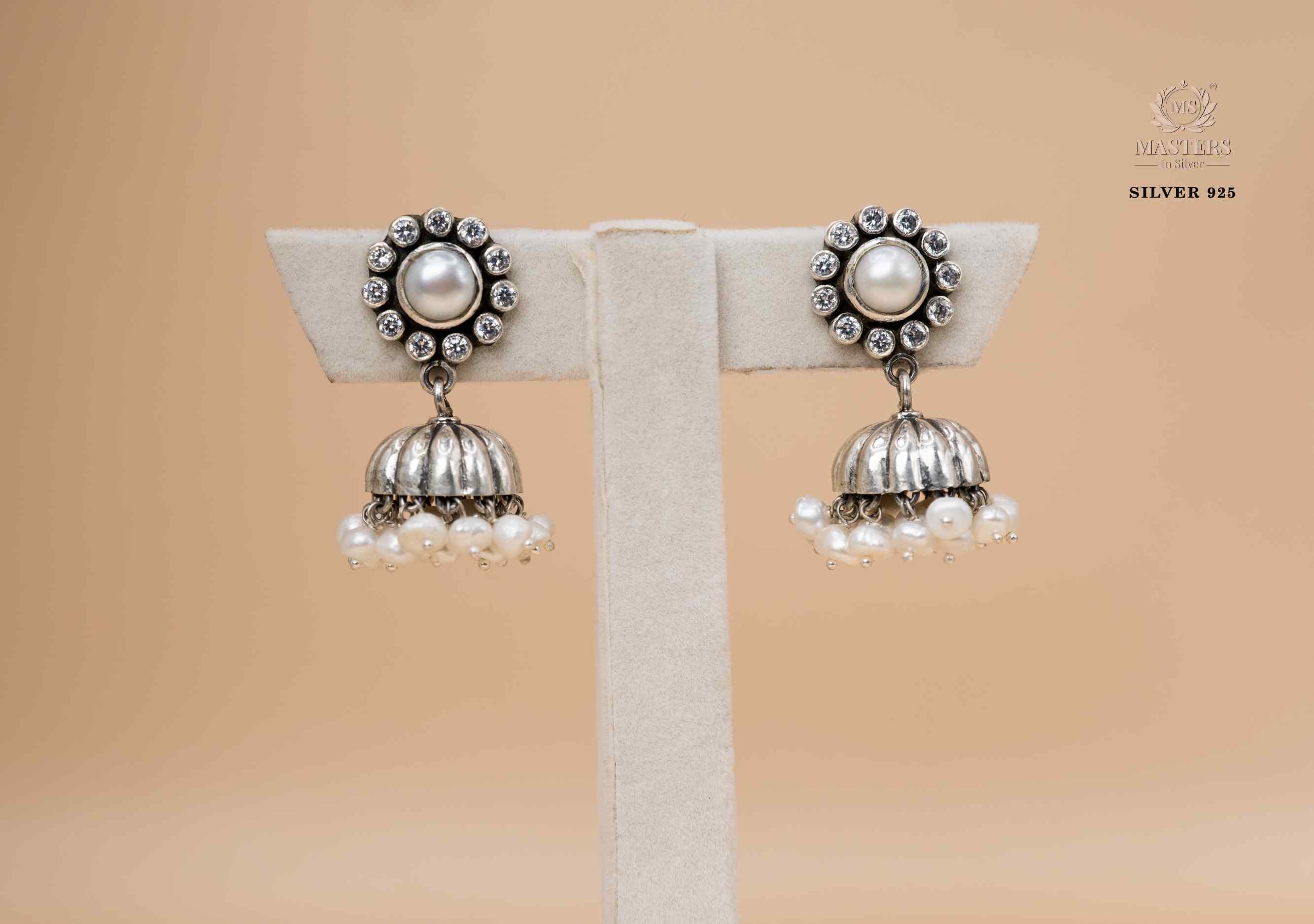 OXIDISED ORIGINAL EXPORT QUALITY JHUMKI EARRINGS PEARL CENTRE