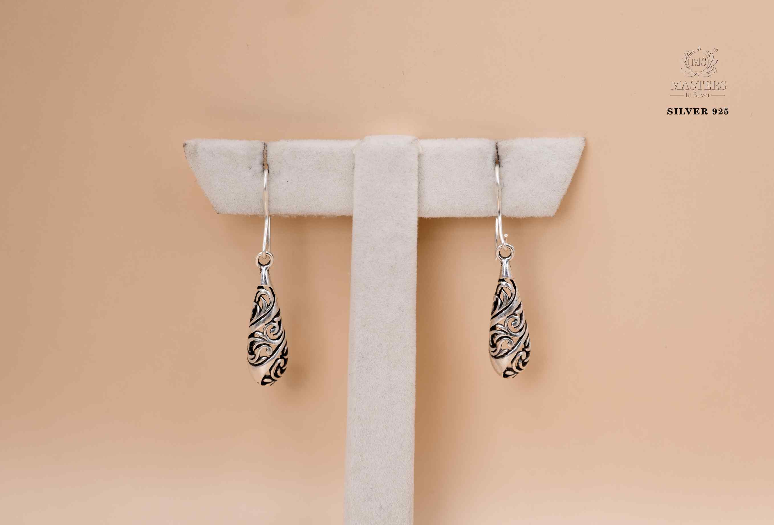 OXIDISED SILVER 925 EAR-RINGS HANGINGS TYPE