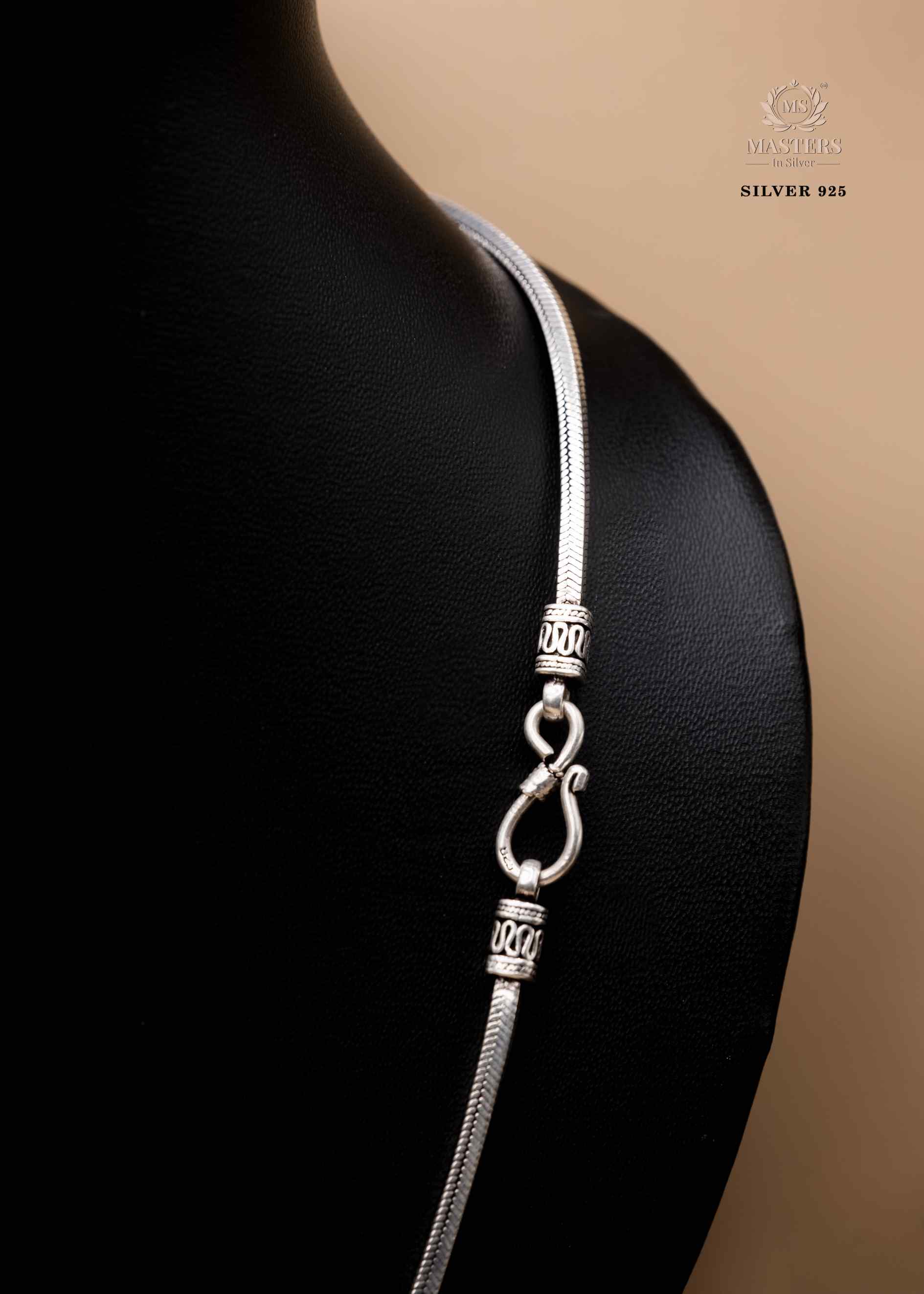 SQUARE BOX 3mm.GENTS CHAIN OXIDISED ORIGINAL EXPORT QUALITY SILVER 925