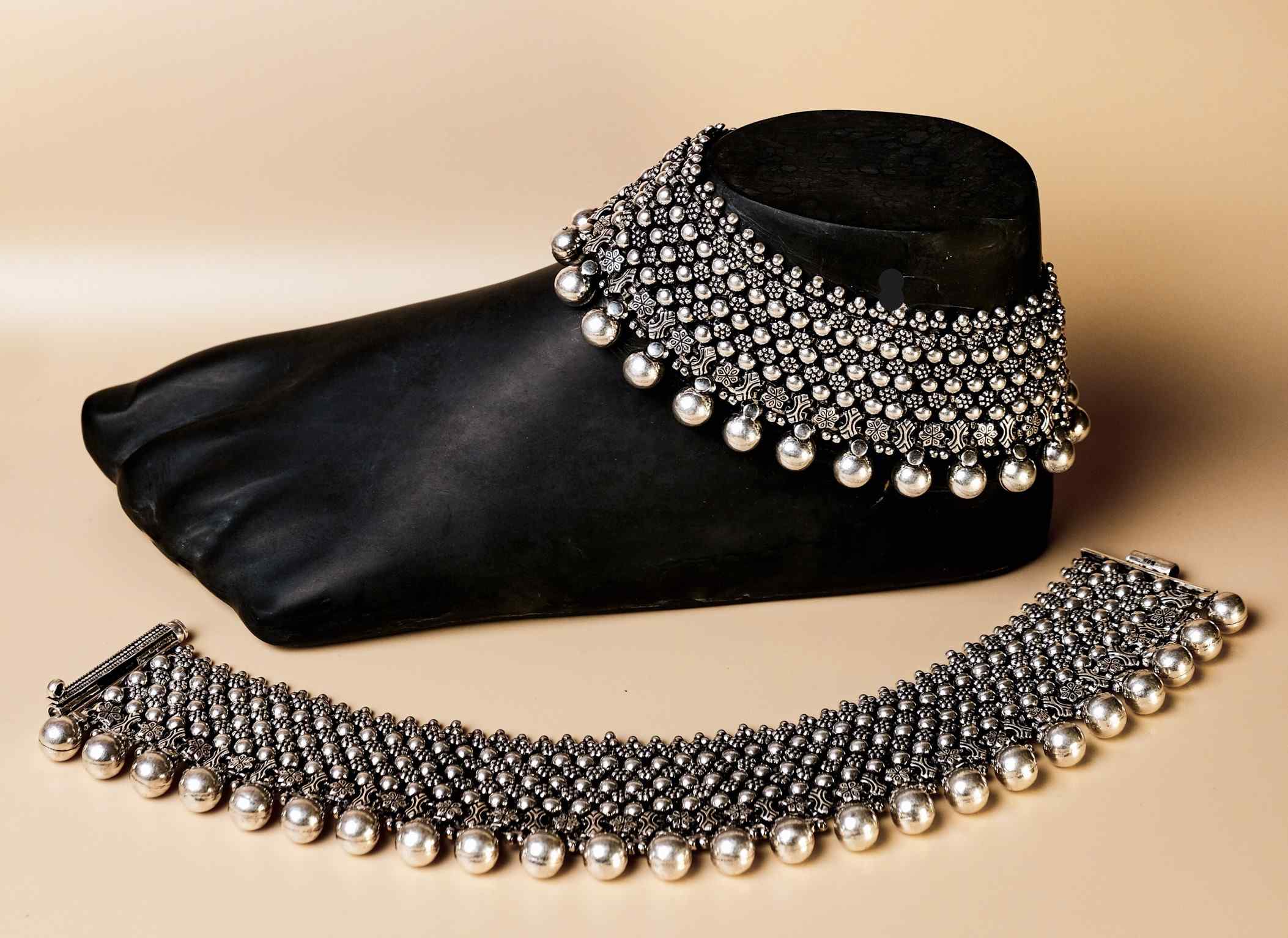 ORIGINAL EXPORT QUALITY OXIDISED SILVER  ANKLETS