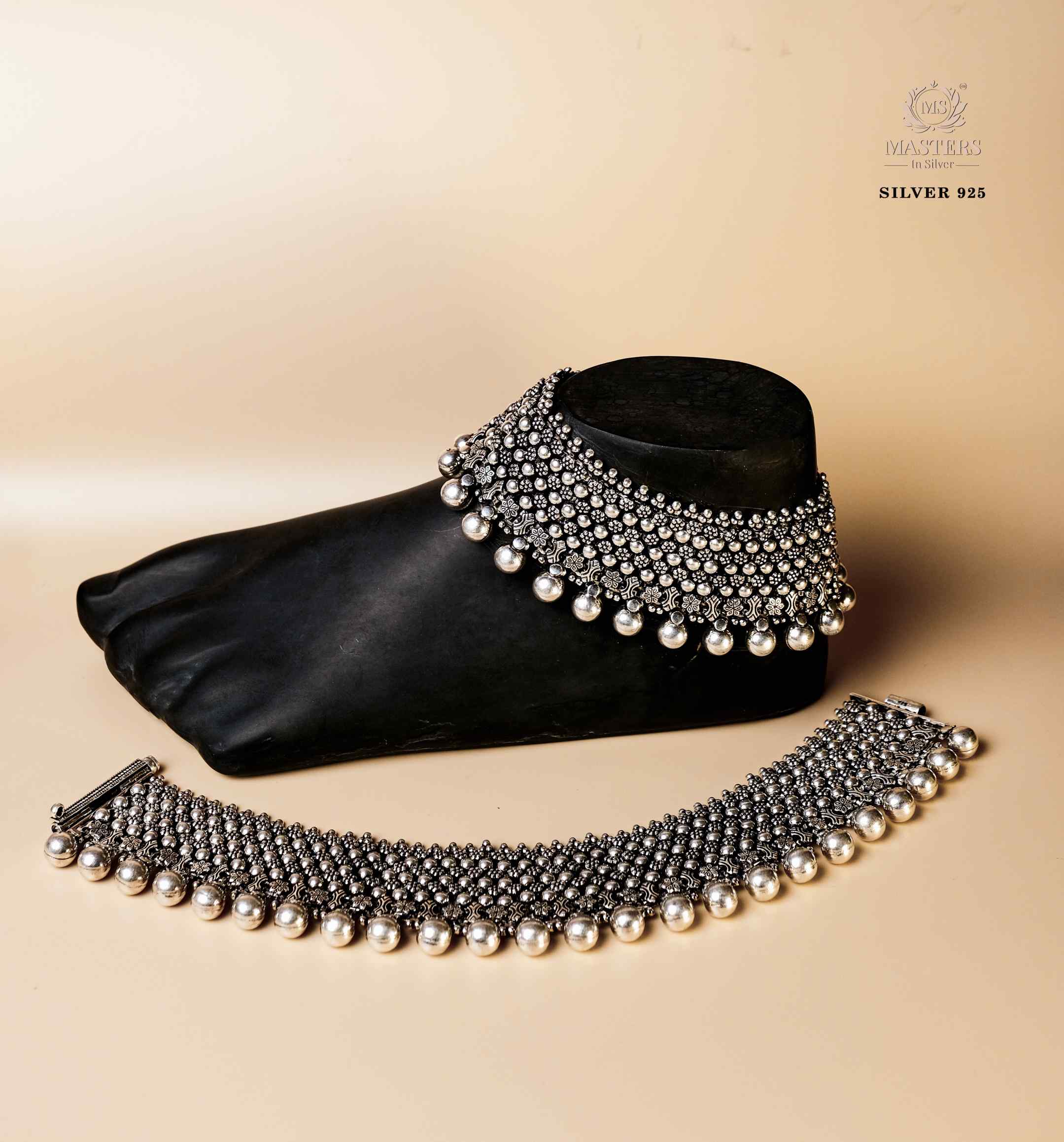 ORIGINAL EXPORT QUALITY OXIDISED SILVER  ANKLETS