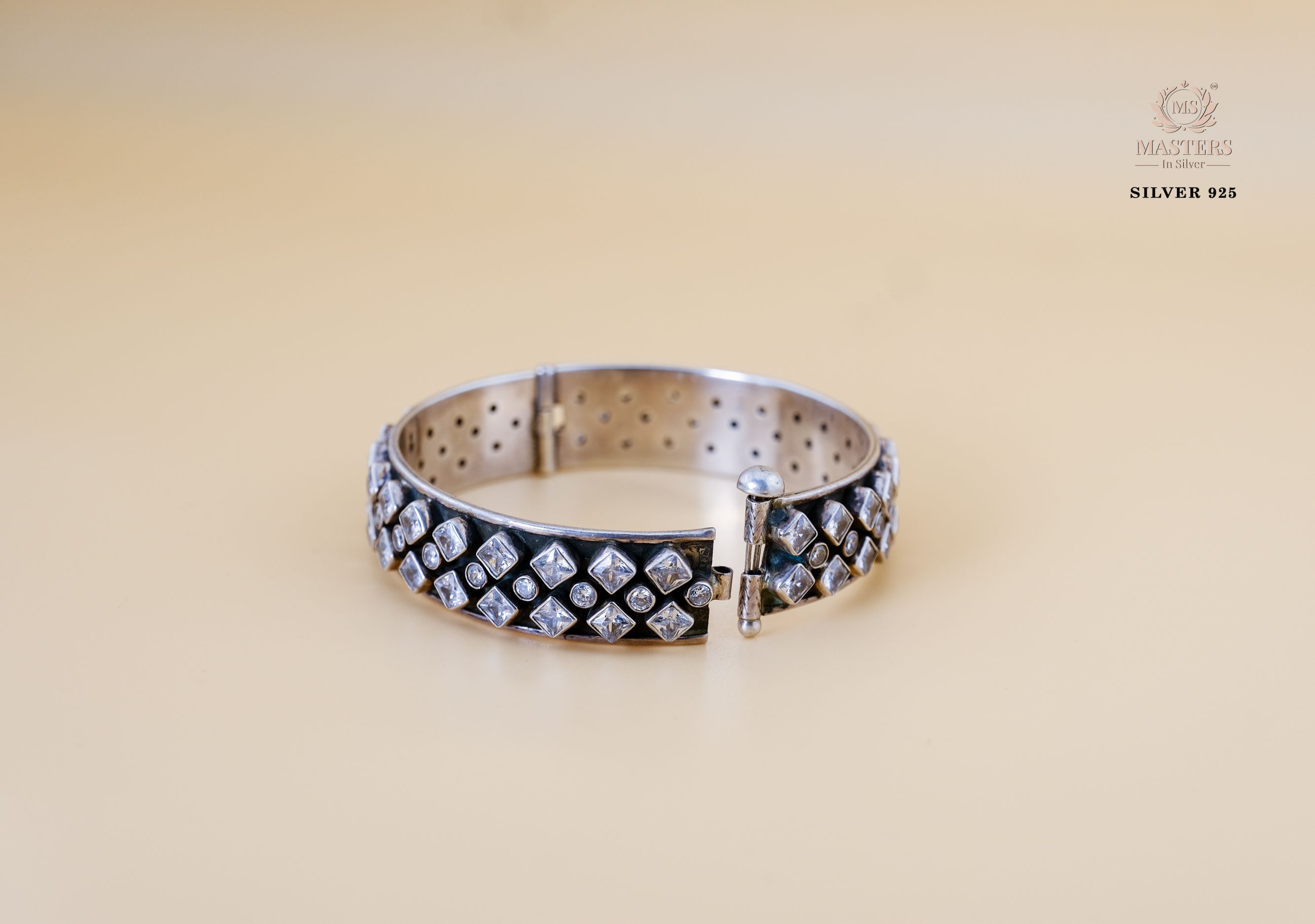 OXIDISED,  ANTIQUE LOOKS BRACELET EMBEDDED WITH ORIGINAL ZIRCONIA