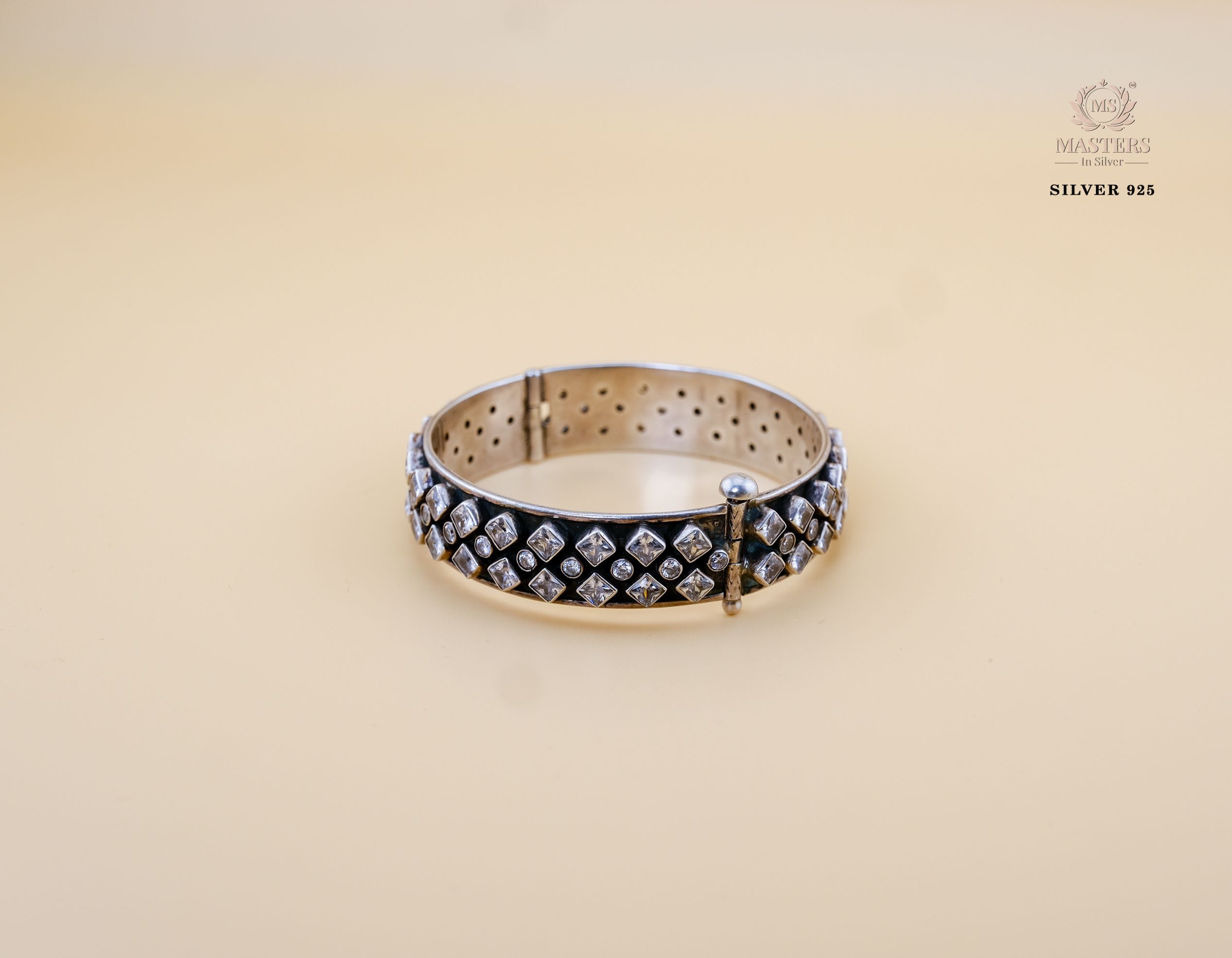 OXIDISED,  ANTIQUE LOOKS BRACELET EMBEDDED WITH ORIGINAL ZIRCONIA