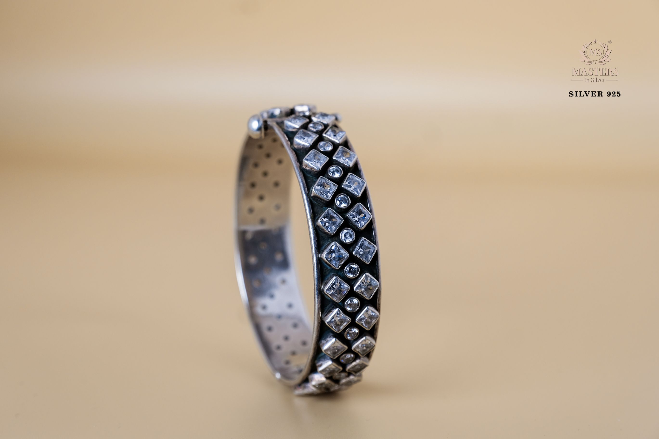 OXIDISED,  ANTIQUE LOOKS BRACELET EMBEDDED WITH ORIGINAL ZIRCONIA